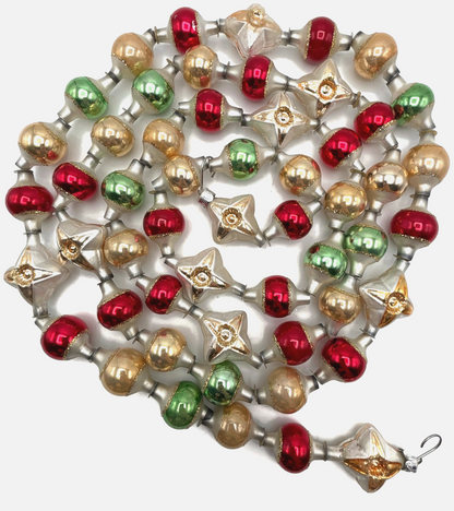 Midwest Cannon Falls Vintage Glassworks Glass Bead Star Christmas Garland 70in0