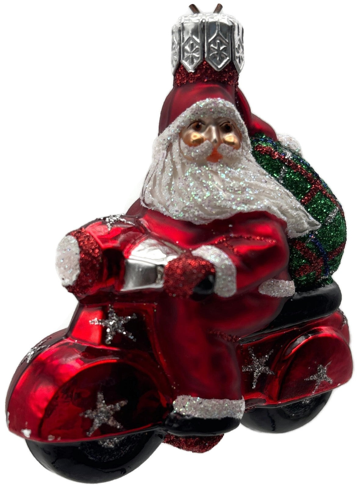 Patricia Breen Ciao Henry Red Santa Motorcycle Plaid Bag Christmas Ornament 22181
