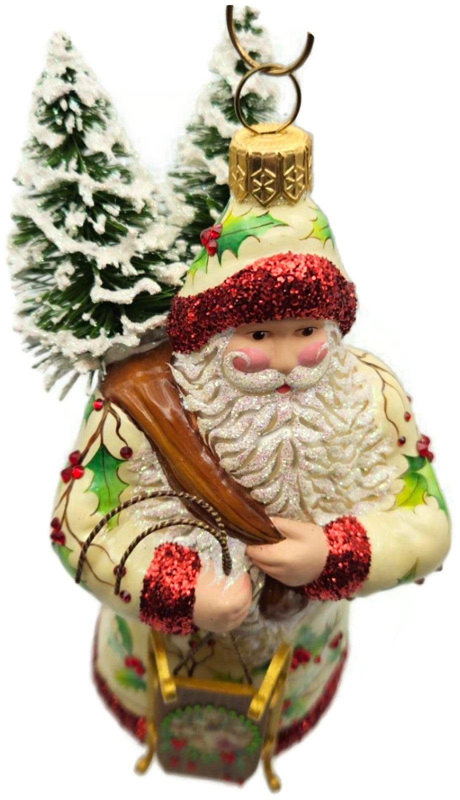 Patricia Breen Oakley Claus Cream Holly Santa Christmas Ornament 34328