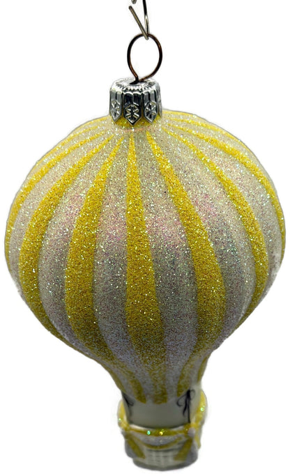 Patricia Breen Petite Balon Lemon Hot Air Balloon Yellow Striped Ornament 21218