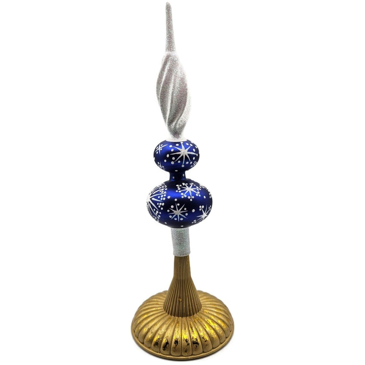 Patricia Breen Miniature Blizzard Finial Blue Glossy Christmas Tree Topper 97933