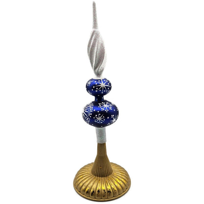 Patricia Breen Miniature Blizzard Finial Blue Glossy Christmas Tree Topper 97933
