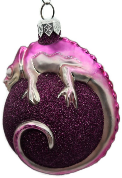 Patricia Breen Chameleon Fuchsia Glittered Christmas Ornament Milaegers 99046