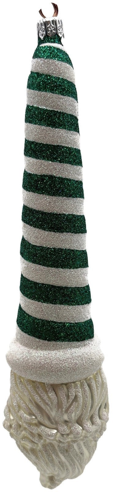 Patricia Breen Sucre Santa Green White Spearmint Striped Christmas Ornament 20383