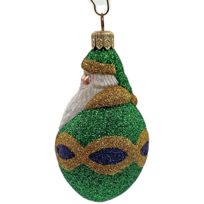 Patricia Breen Miniature Faberge Santa Green Purple Christmas Tree Ornament 21507