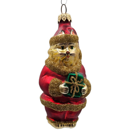 Patricia Breen Santa Paws Red Gold Trim Green Gift Christmas Tree Ornament 95361