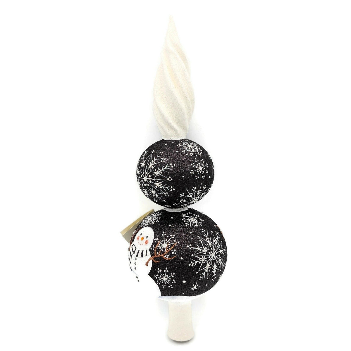 Patricia Breen Snowman Finial Black Snowflakes Stripe Christmas Tree Topper 95813