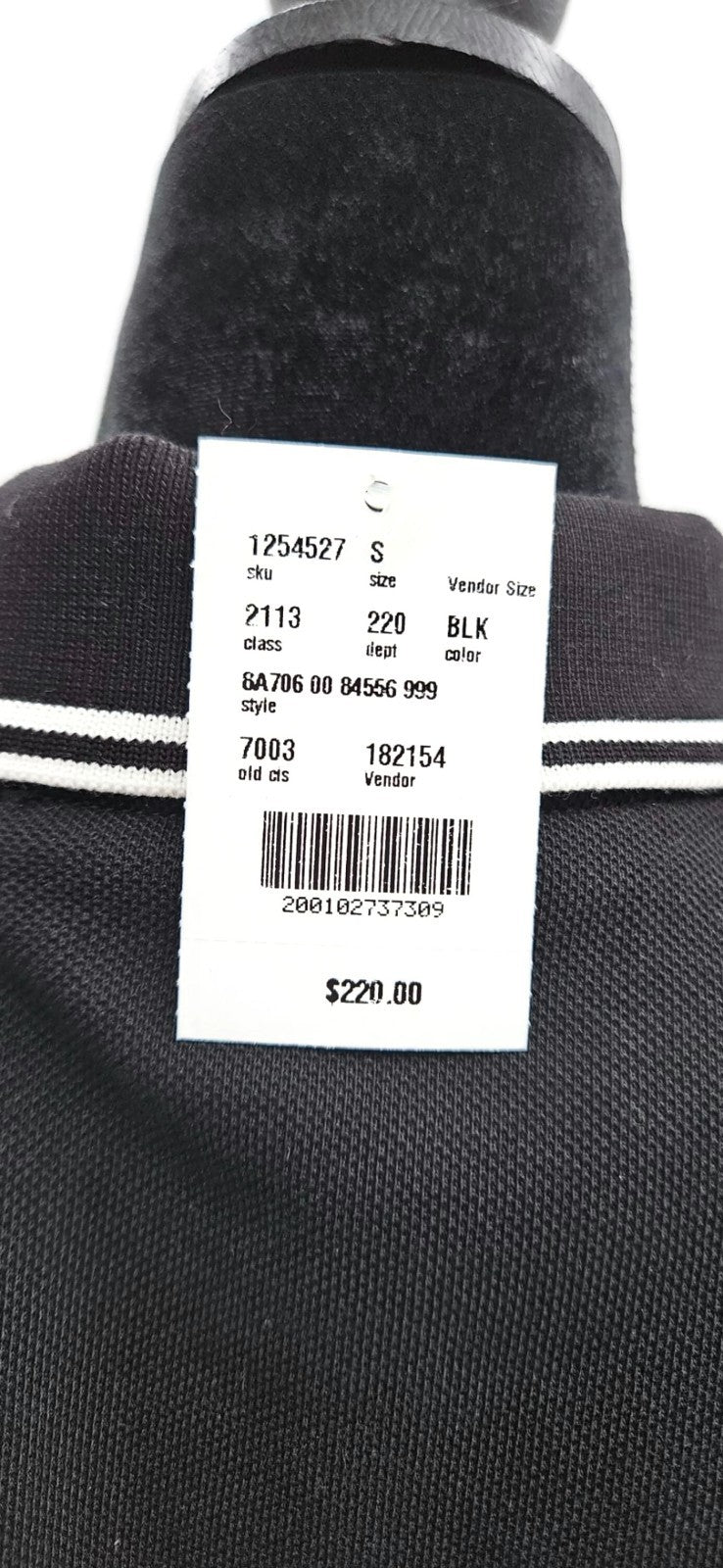 Moncler Men's Black Polo Shirt Size S Logo Tricolor Trim NWT F10918A70600 8455611