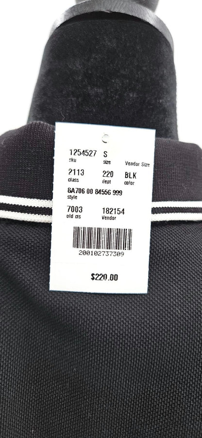 Moncler Men's Black Polo Shirt Size S Logo Tricolor Trim NWT F10918A70600 8455611