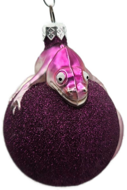 Patricia Breen Chameleon Fuchsia Glittered Christmas Ornament Milaegers 99042