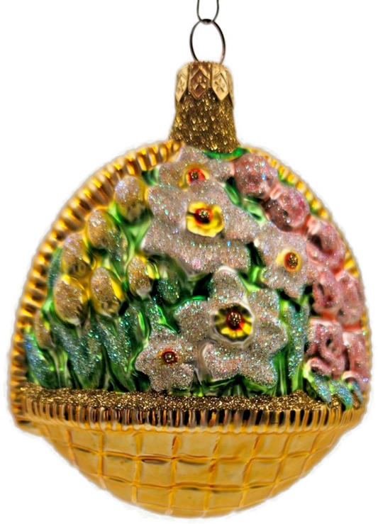 Patricia Breen Flowers For My Love Gold Tulips Christmas Ornament Basket 96130