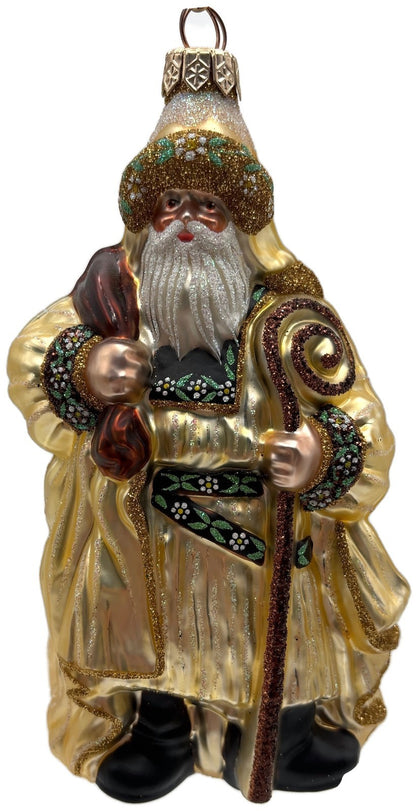 Patricia Breen Van Mourik Santa Claus Gold Brown Fall Christmas Ornament 20440