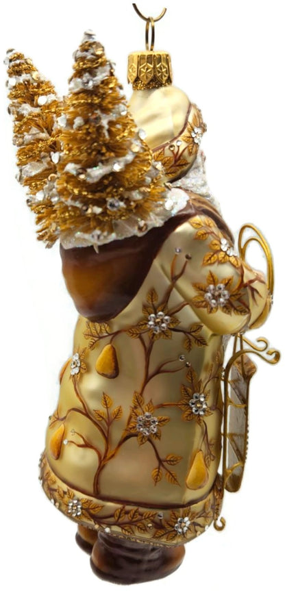 Patricia Breen Oakley Claus Cream Gold Holly Santa Christmas Ornament 34322
