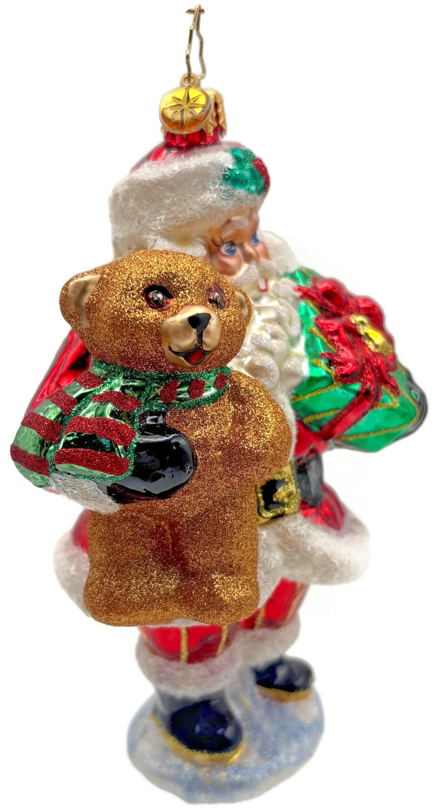 Christopher Radko 2021 The Gift of Teddy Santa Bear Glass Ornament 10206171