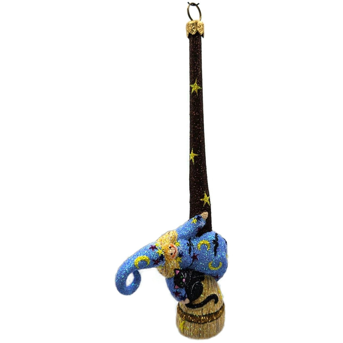 Patricia Breen Over Salem Blue Dress Witch Stars Glass Halloween Ornament 25613