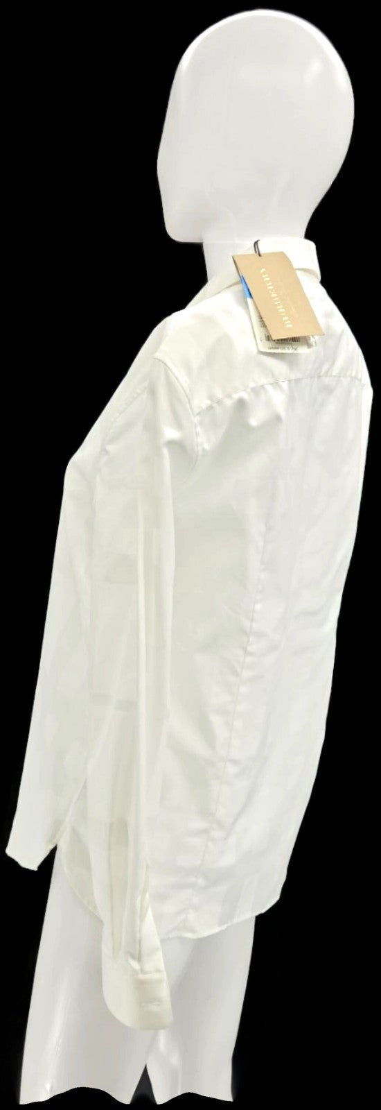 Burberry London White Tonal Check Button Front Shirt Women's Size 8 NWT2