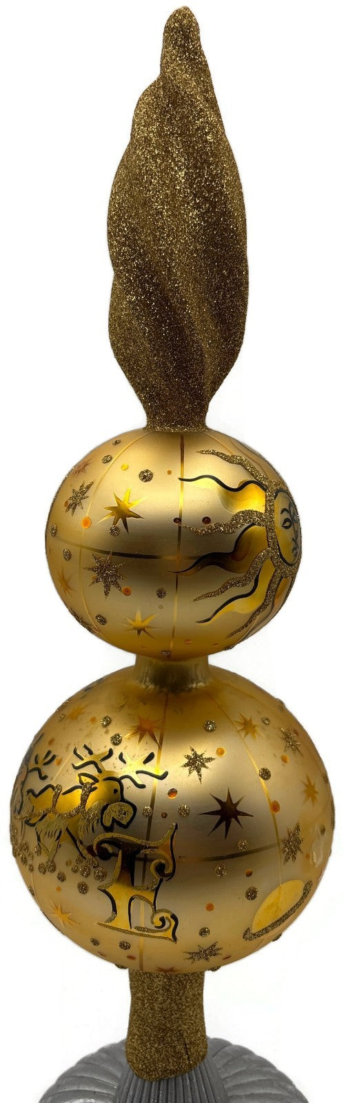 Patricia Breen Northward Ho 2 Ball Sun Moon Gold Christmas Finial Topper 95845