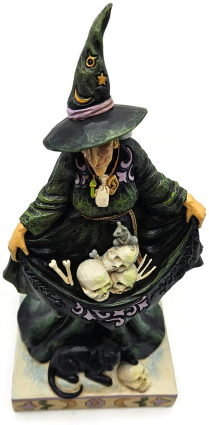 Jim Shore Heartwood Creek Wicked This Way Witch with Skulls in Skirt Figurine1