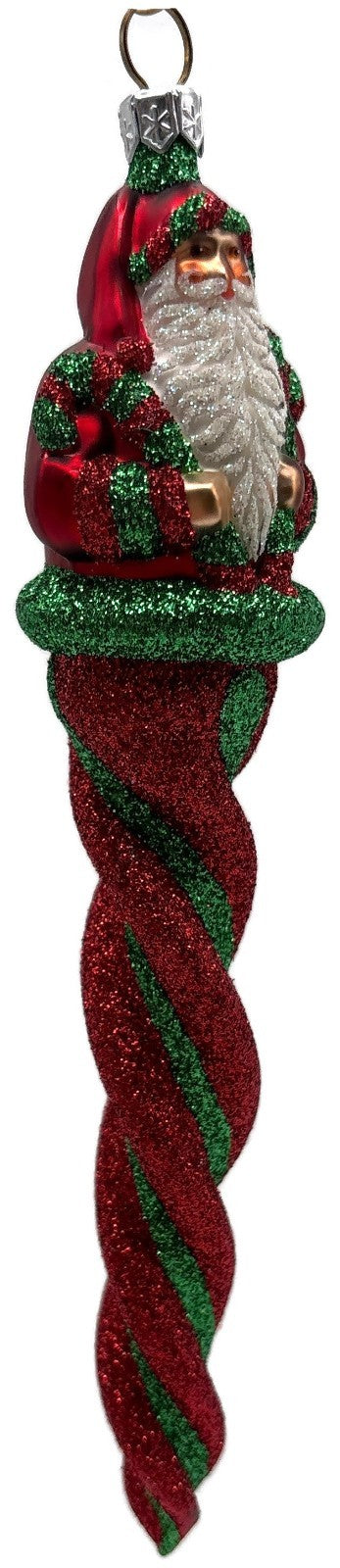 Patricia Breen Santa Sopel Red Twisted Candy Cane Glass Christmas Ornament 23441