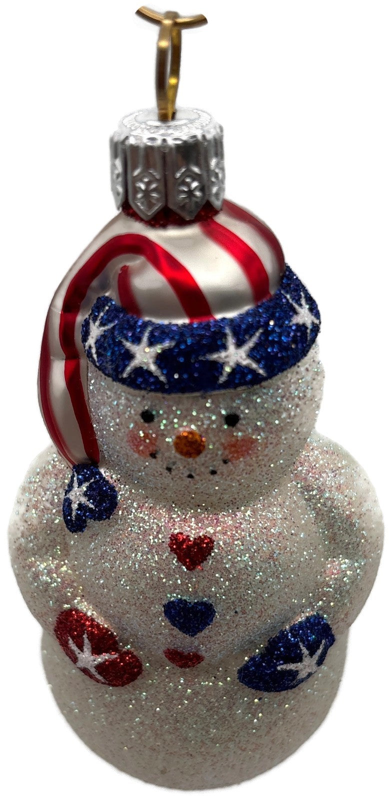 Patricia Breen Loving Snowman Patriotic Star Striped Christmas Ornament 21147