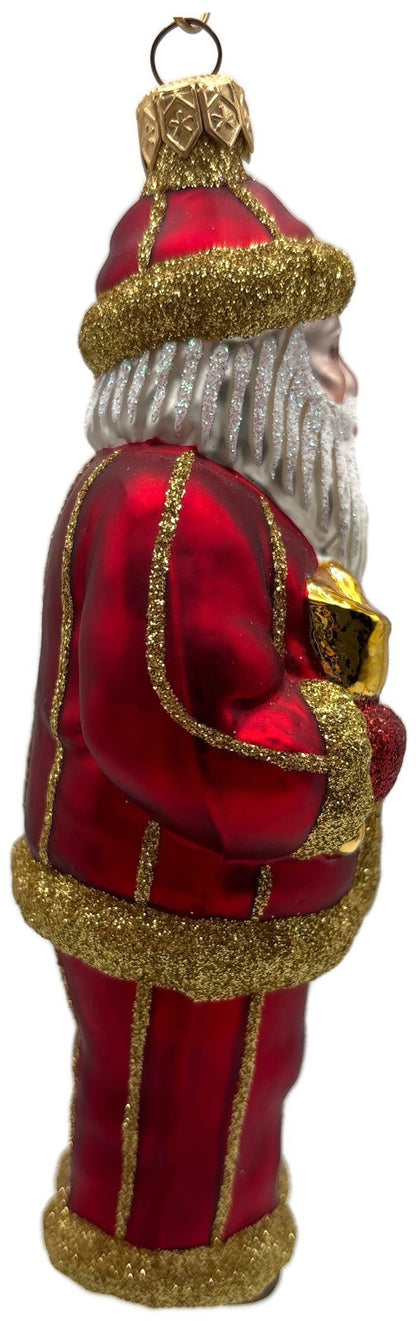 Patricia Breen Ring in the New Red Santa Gold Striped Christmas Ornament 97346