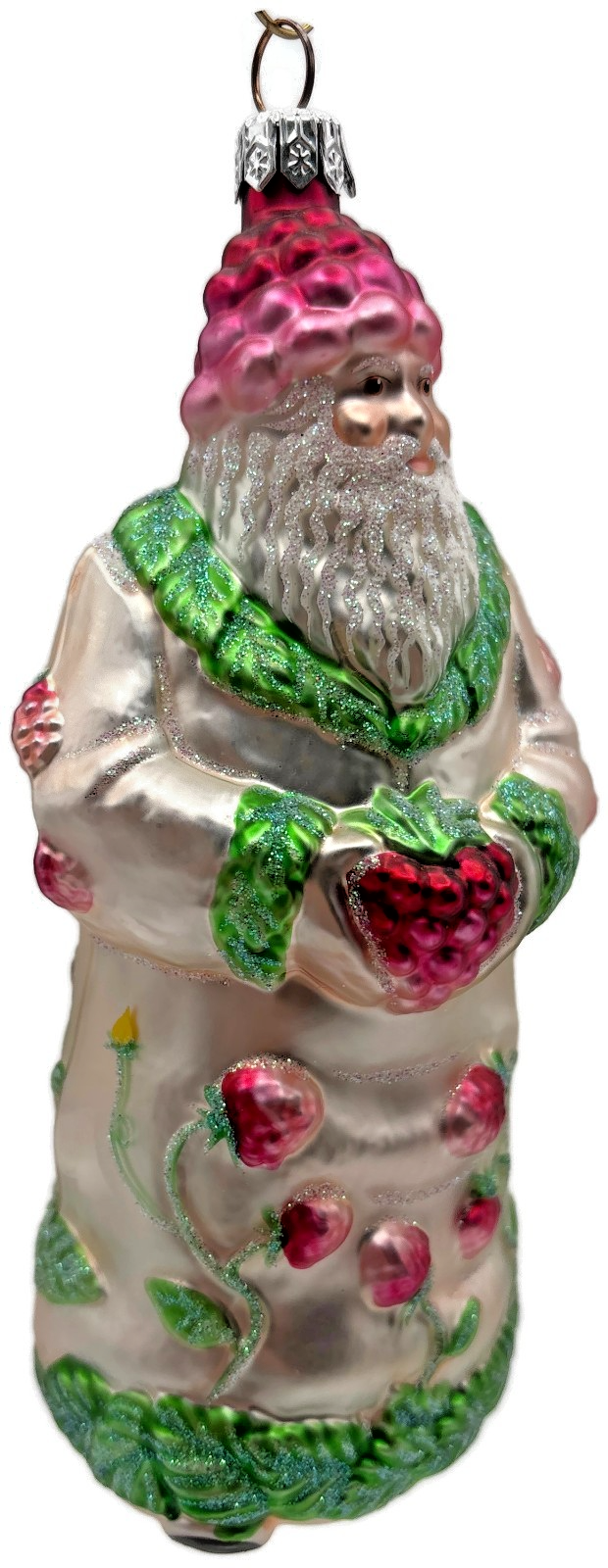Patricia Breen Raspberry Santa Spring Fruit Green Pink Christmas Ornament 99901