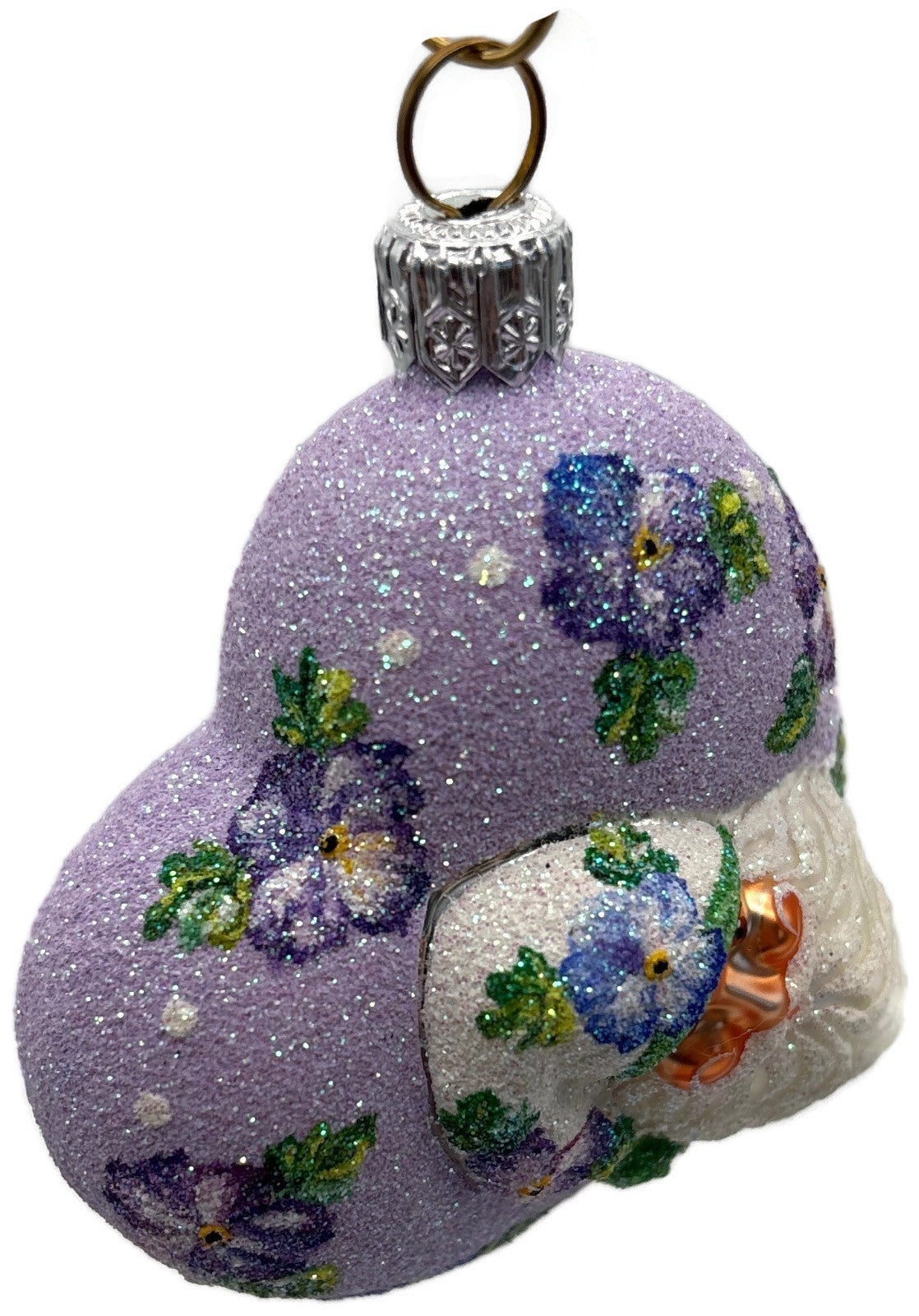 Patricia Breen Never Forget Pansies Lavender Heart Santa Christmas Ornament 25368