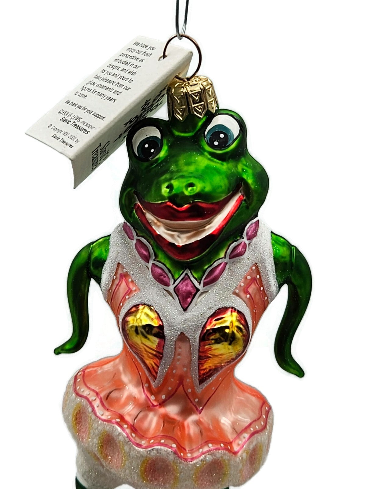 Slavic Treasures High Wire Honey Frog Blown Glass Christmas Ornament 00403AFB1