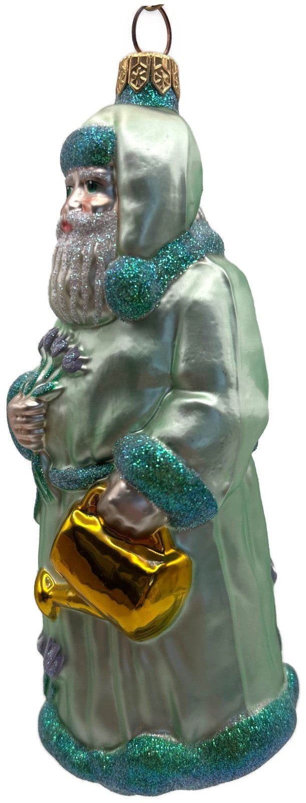 Patricia Breen Santa Dreams of Spring Flowers Gold Green Christmas Ornament 97401