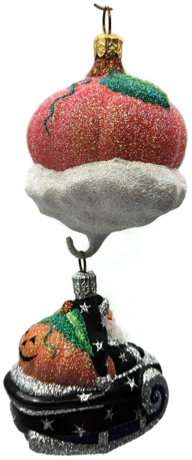 Patricia Breen Night Fright Santa Pumpkin 2 Part Halloween Glass Ornament 21176