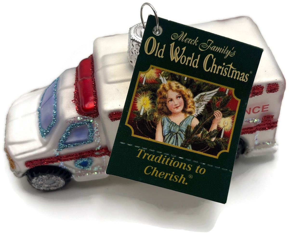 Old World Christmas Ambulance EMT Paramedic Glass Christmas Ornament OWC 4602210
