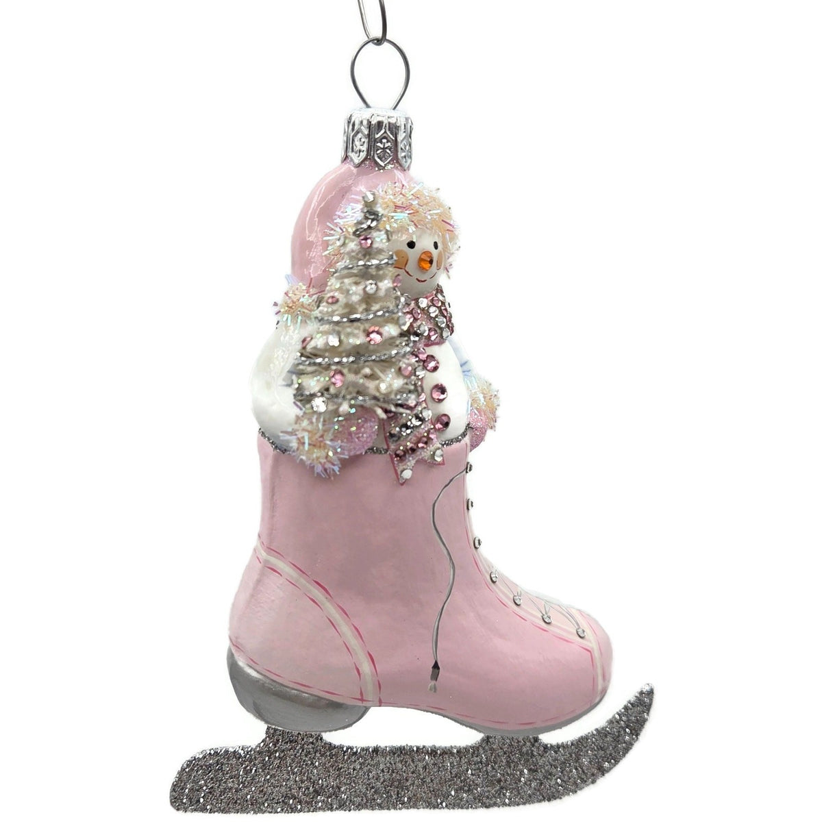 Patricia Breen To The Pond Pink Silver Snowman Christmas Ornament CATZ 35412