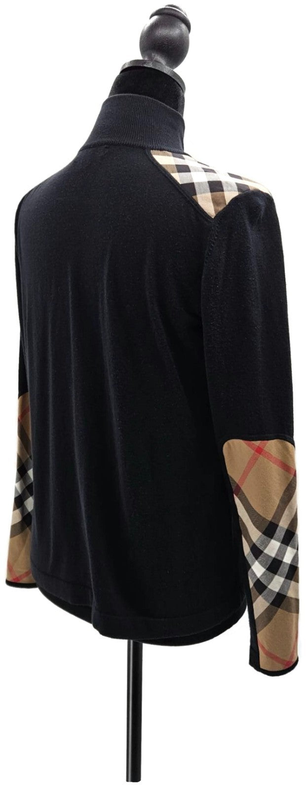 Burberry London Nova Check Full Zip Funnel Neck Cardigan Black Women's M Italy5