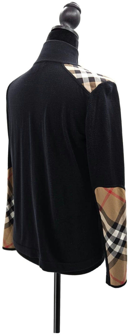 Burberry London Nova Check Full Zip Funnel Neck Cardigan Black Women's M Italy5