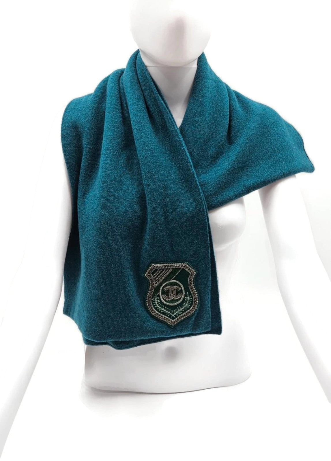 CHANEL 13A Coco Mark Shield Green Cashmere Scarf Wrap Stole NWT Made In Italy3