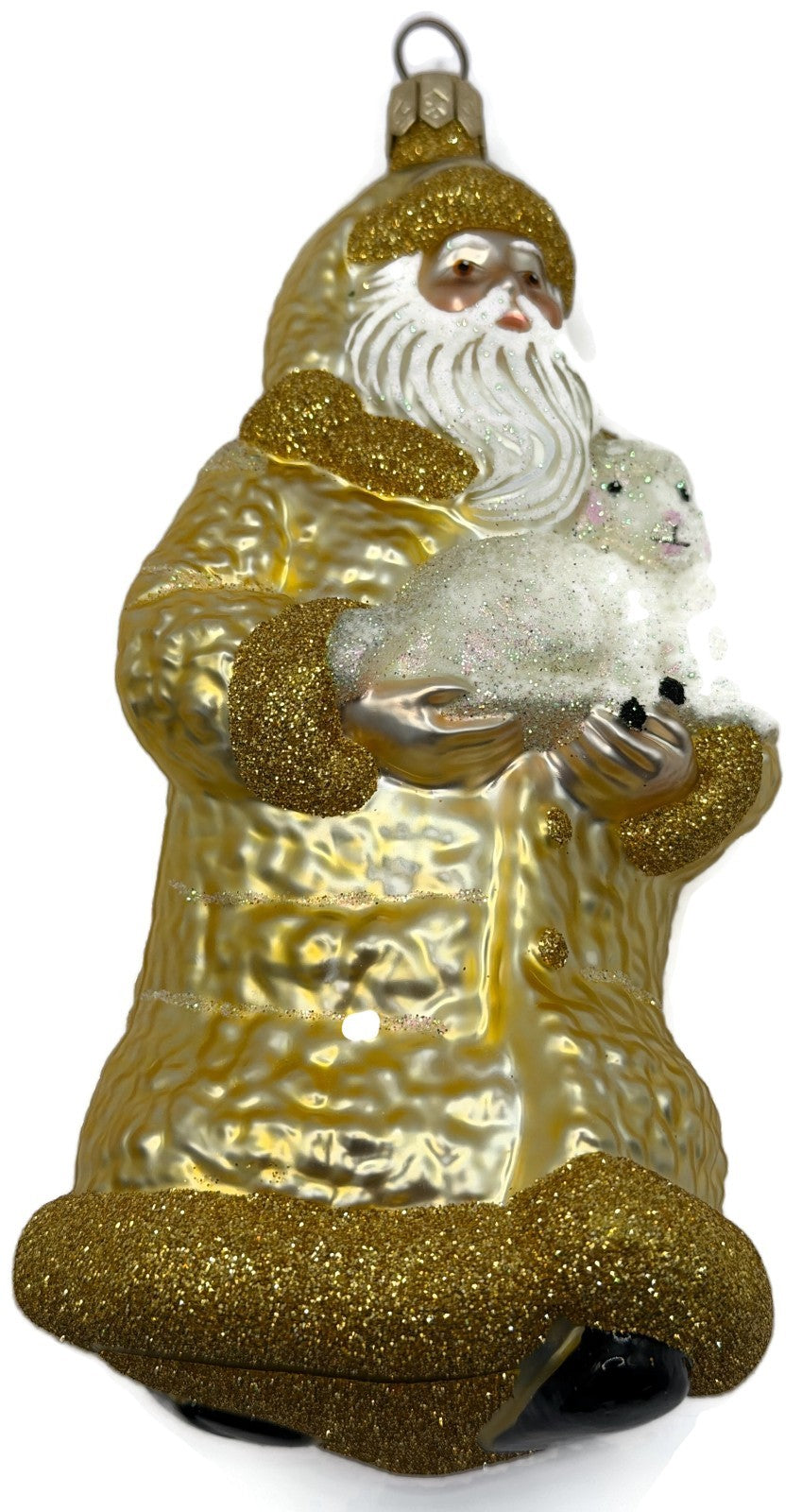 Patricia Breen Lost And Found Gold Santa Lamb Glass Christmas Tree Ornament 20228