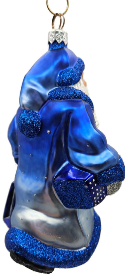 Patricia Breen City Santa Dawn Blue Silver Snowflakes Christmas Ornament6