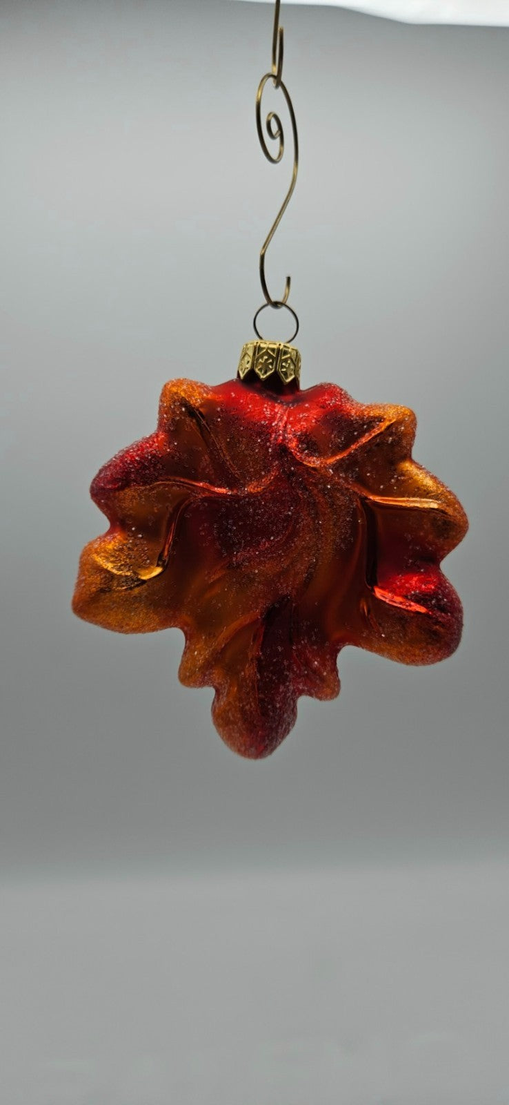 Christopher Radko Mini Maple Frost Red Orange Leaf Ornament 98-148-010