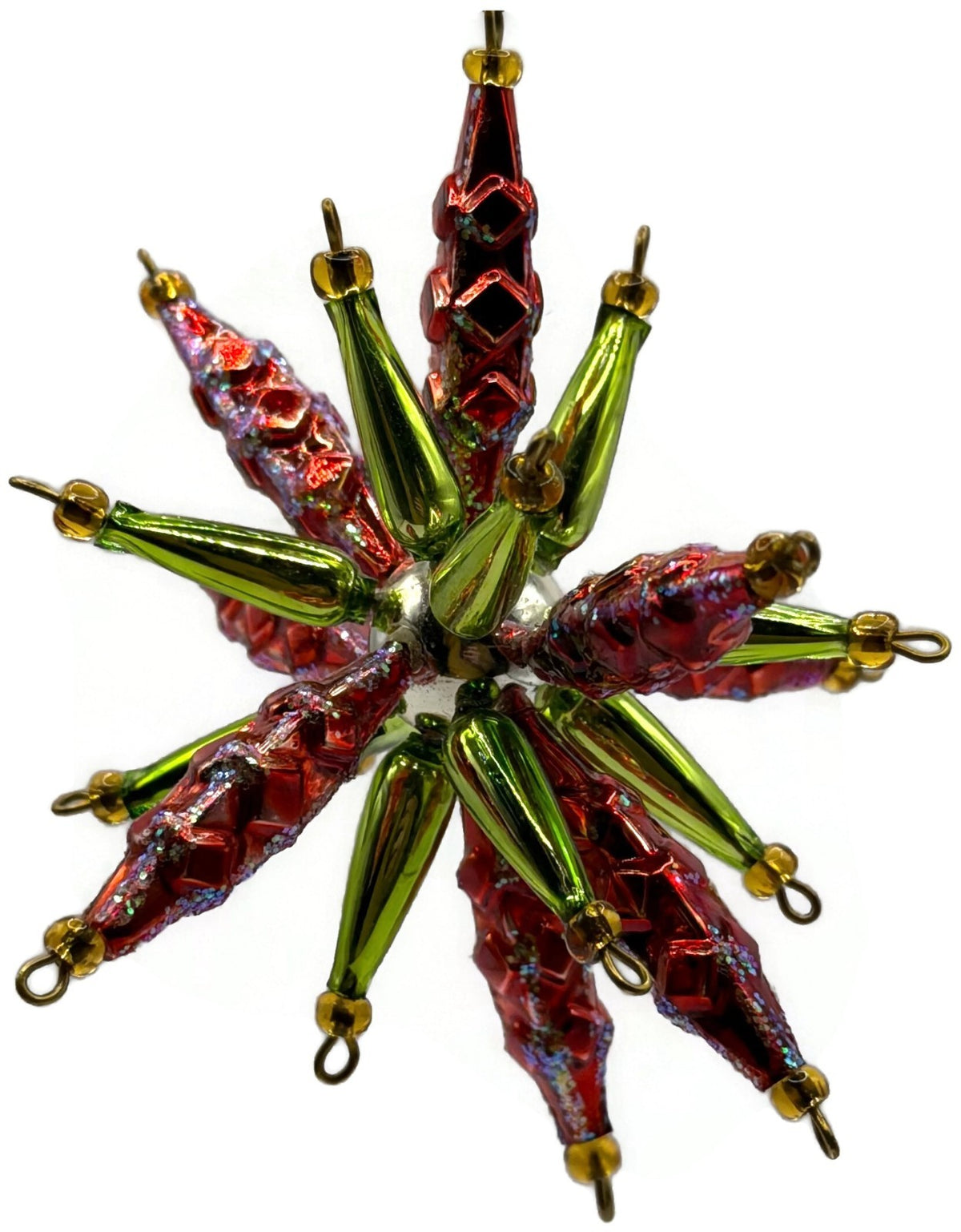 Christopher Radko Star Bright Red Green Beaded Christmas Ornament 99 391 010
