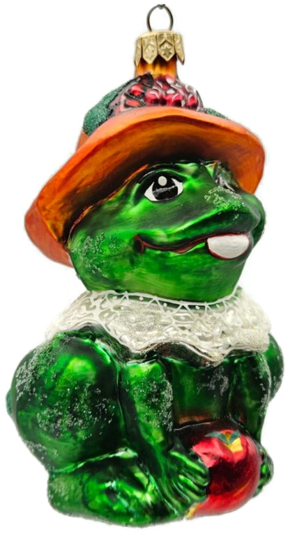 Christopher Radko Lillie Mae Green Frog Easter Glass Ornament 1997 97-228-07