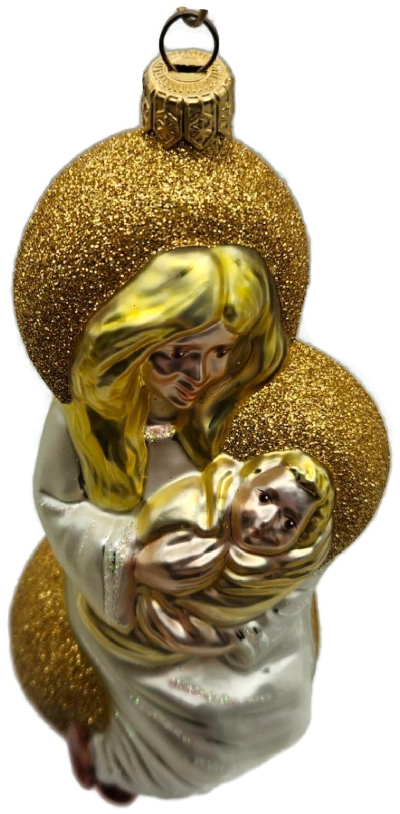 Patricia Breen Seated Madonna Gold Baby Jesus Glass Christmas Tree Ornament 99341