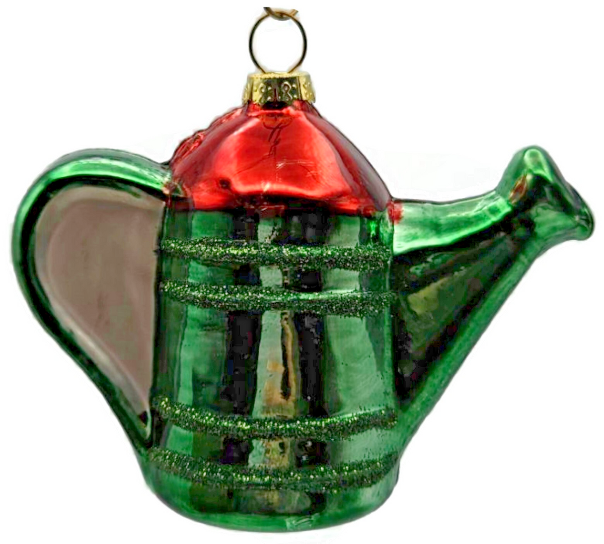 Gisela Graham Green Watering Can Floral Butterfly Striped Christmas Ornament5