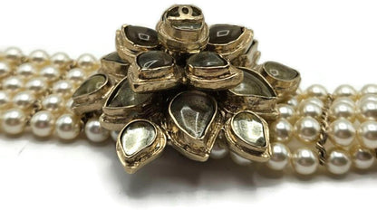 Chanel Paris Bombay 12A Pearl Camellia Necklace Belt Gold Tone 2012 w/ Box1