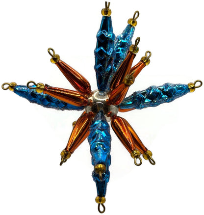 Christopher Radko Star Bright Blue Orange Beaded Christmas Ornament 99 391 03