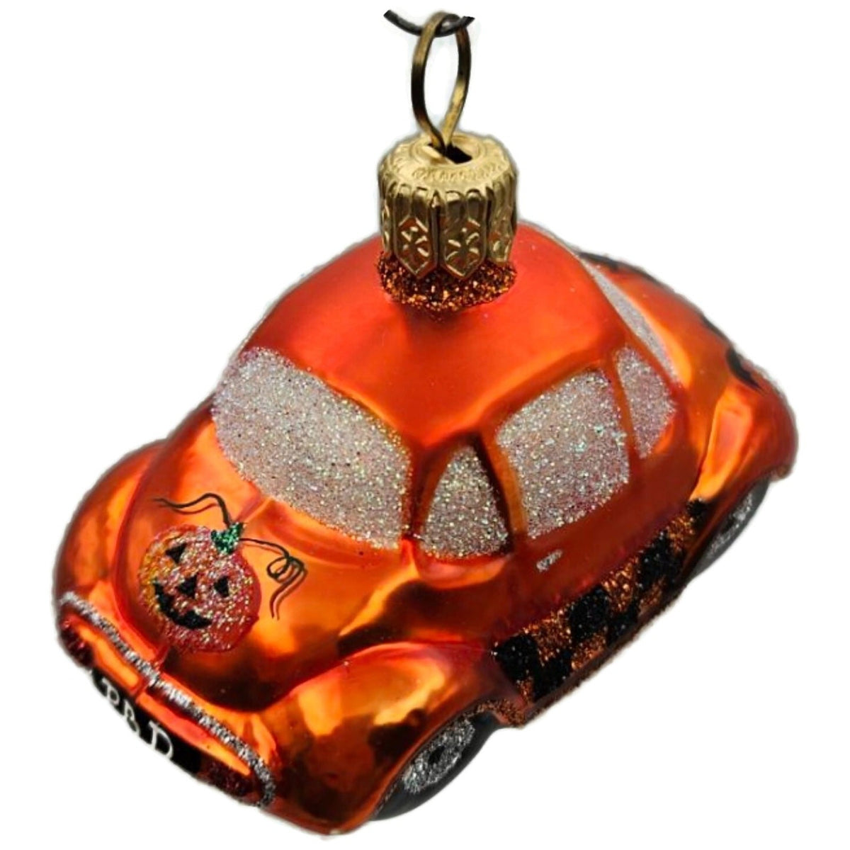 Patricia Breen Miniature Taxi Orange Car Pumpkin Glass Halloween Ornament 23738