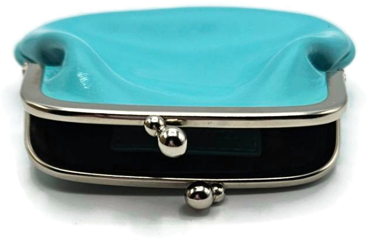 TIFFANY & CO Tiffany Blue Patent Leather Kiss Lock Coin Purse Wallet Pouch Box5
