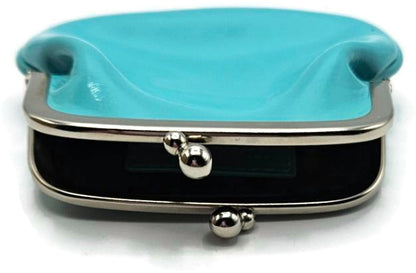 TIFFANY & CO Tiffany Blue Patent Leather Kiss Lock Coin Purse Wallet Pouch Box5