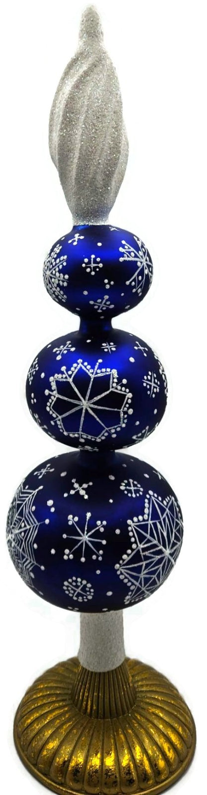 Patricia Breen Blizzard Finial 3 Ball Cobalt Blue Christmas Tree Topper 95826