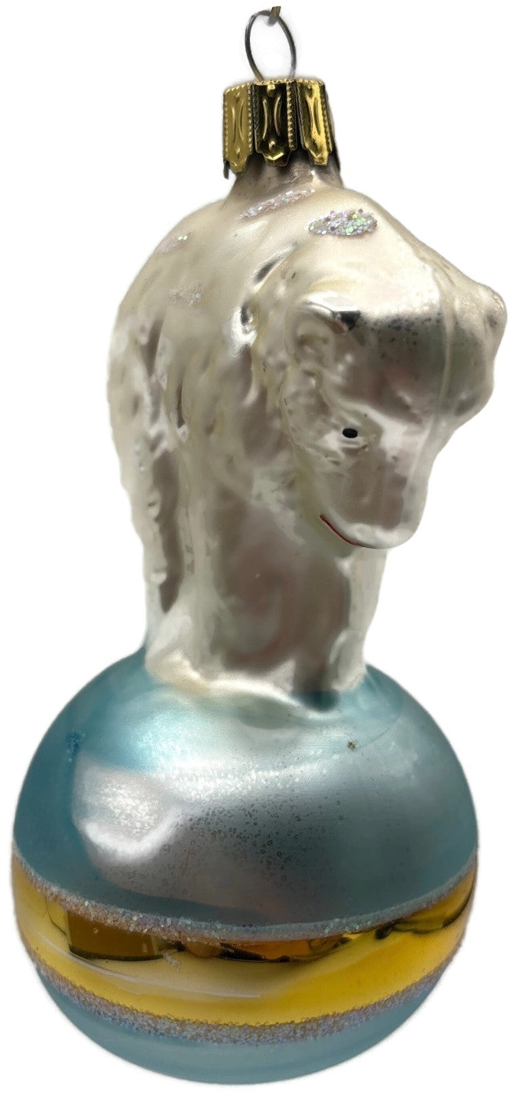 Christopher Radko Polar Bear Blue Ball Glass Christmas Tree Ornament 92 184 01