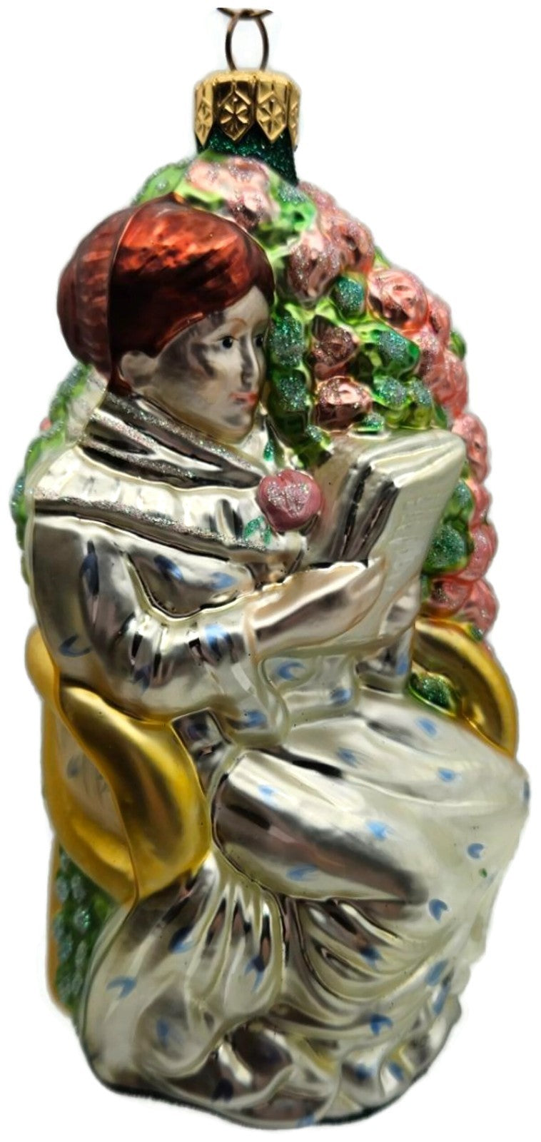 Patricia Breen Woman Reading Mary Cassatt Inspired Glass Spring Ornament 9800AIC3